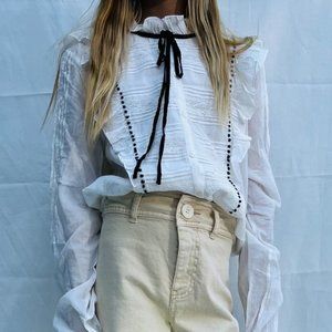SEZANE/Sezane White Button Down Top/Size 38